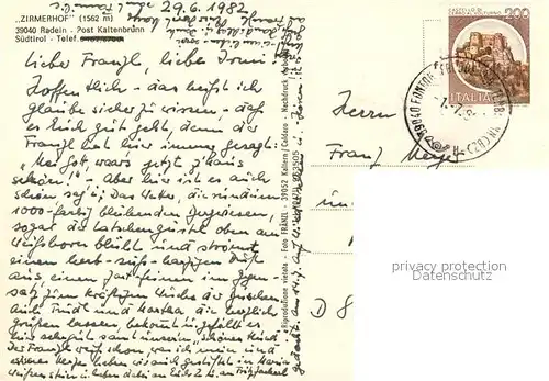 AK / Ansichtskarte Radein Zirmerhof Radein