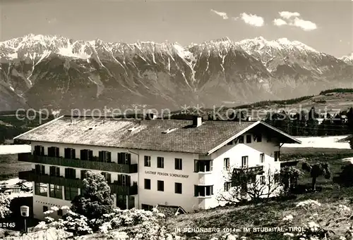 AK / Ansichtskarte Schoenberg_Stubaital Gasthof Pension Schoenachhof Alpenpanorama Schoenberg_Stubaital
