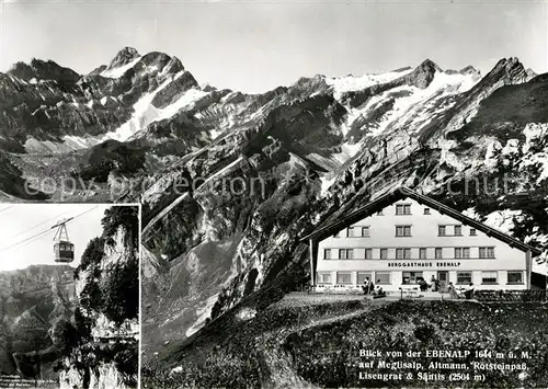 AK / Ansichtskarte Ebenalp Blick auf Meglisalp Altmann Rotsteinpass Lisengrat Saentis Appenzeller Alpen Bergbahn Ebenalp