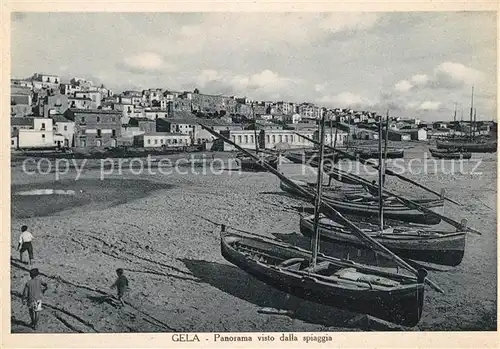 AK / Ansichtskarte Gela Panorama visto dalla spiaggia Strand Fischerboote Gela