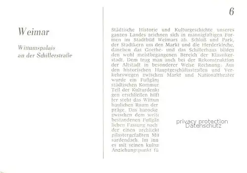 AK / Ansichtskarte Weimar_Thueringen Wittumspalais Schillerstrasse Geschichte Weimar Thueringen