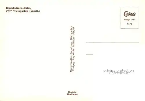 AK / Ansichtskarte Weingarten_Wuerttemberg Benediktiner Abtei Fliegeraufnahme Weingarten Wuerttemberg