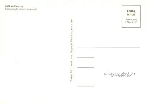 AK / Ansichtskarte Weissenburg_Bayern Rosenstrasse mit Andreaskirche Weissenburg Bayern