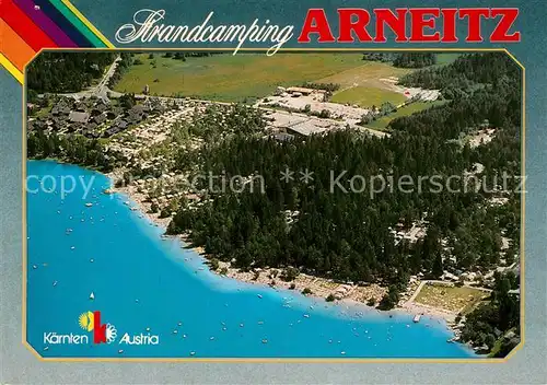 AK / Ansichtskarte Faak_am_See_Finkenstein Strand Camping Arneitz Fliegeraufnahme Faak_am_See_Finkenstein