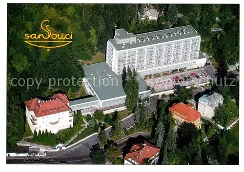 AK / Ansichtskarte Karlovy_Vary Sanssouci Lazenske sanatorium Kurhotel Fliegeraufnahme Karlovy Vary