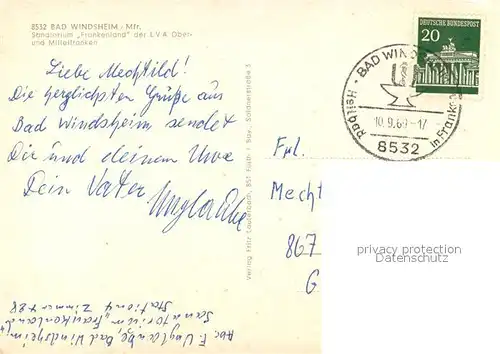 AK / Ansichtskarte Bad_Windsheim Sanatorium Frankenland Park Fontaene Bad_Windsheim