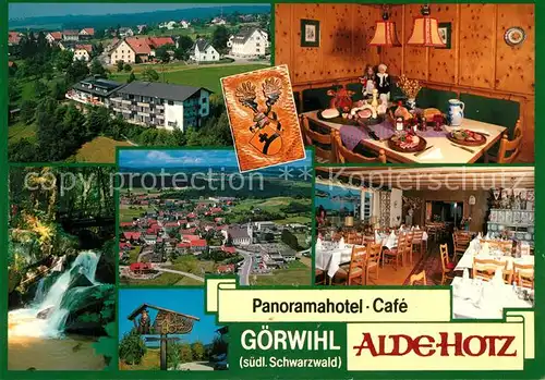 AK / Ansichtskarte Goerwihl Panoramahotel Cafe Alde Hotz Restaurant Wasserfall Wegweiser Fliegeraufnahme Goerwihl