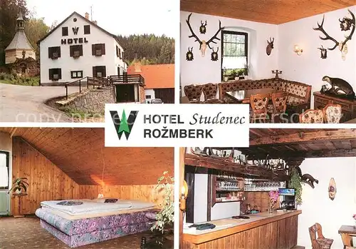 AK / Ansichtskarte Rozmberk_nad_Vltavou Hotel Studenec Bar Jagdzimmer Fremdenzimmer Rozmberk_nad_Vltavou