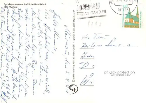 AK / Ansichtskarte Murnau_Staffelsee Berufsgenossenschaftliche Unfallklinik Fliegeraufnahme Murnau_Staffelsee