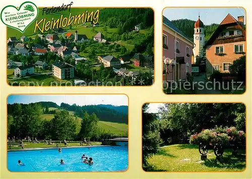 AK / Ansichtskarte Kleinlobming Feriendorf Fliegeraufnahme Ortsmotiv mit Kirche Freibad Park Kleinlobming