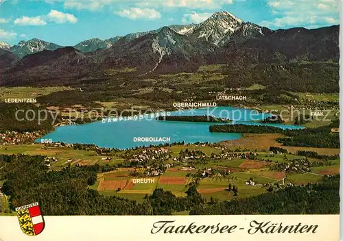 AK / Ansichtskarte Drobollach_Faaker_See mit Mittagskogel Karawanken Fliegeraufnahme Drobollach_Faaker_See