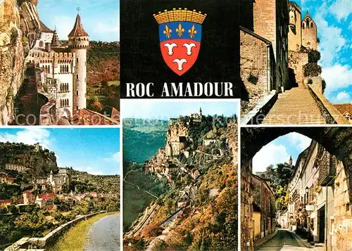 AK / Ansichtskarte Rocamadour Chemin de ronde Grand Escalier Vallee de l Hospitalet Rue principale et une des Portes Rocamadour