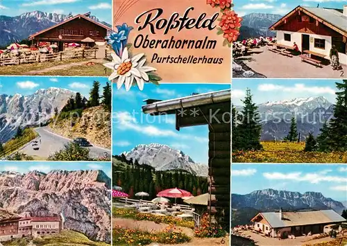 AK / Ansichtskarte Rossfeldhuette Oberahornalm Hohe Goell Dachsteingebirge Purtschellerhaus Berghaeuser Hochgebirge Rossfeldhuette
