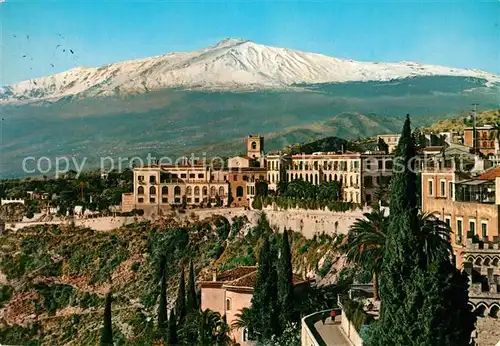 AK / Ansichtskarte Taormina_Sizilien Hotel S Dominico con Etna Vulkan aetna Taormina Sizilien