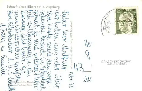 AK / Ansichtskarte Biberbach_Schwaben Fliegeraufnahme Biberbach Schwaben