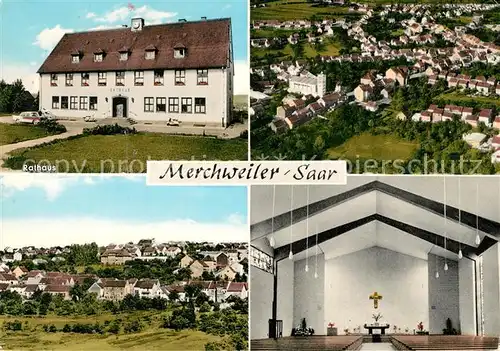 AK / Ansichtskarte Merchweiler Rathaus Fliegeraufnahme Kirche  Merchweiler