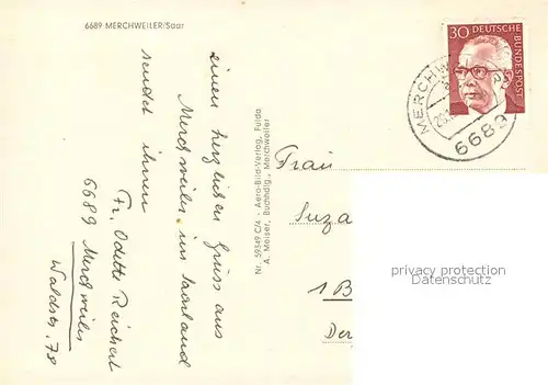 AK / Ansichtskarte Merchweiler Rathaus Fliegeraufnahme Kirche  Merchweiler