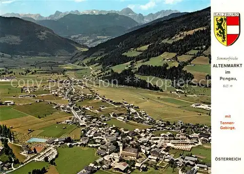 AK / Ansichtskarte Altenmarkt_Pongau Fliegeraufnahme mit Tennengebirge Altenmarkt Pongau