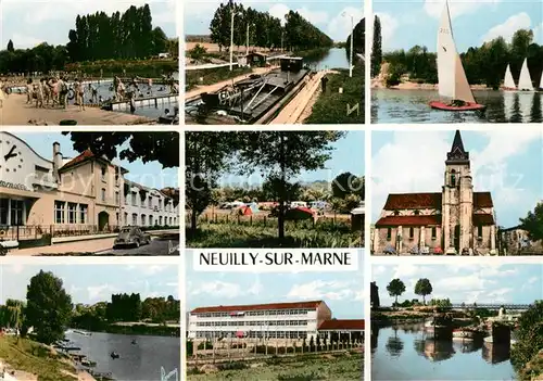 AK / Ansichtskarte Neuilly sur Marne Freibad Partien am Wasser Kirche Camping Neuilly sur Marne