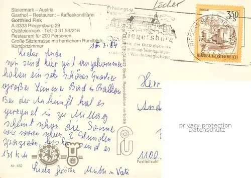 AK / Ansichtskarte Riegersburg Gasthaus Restaurant Fink Riegersburg
