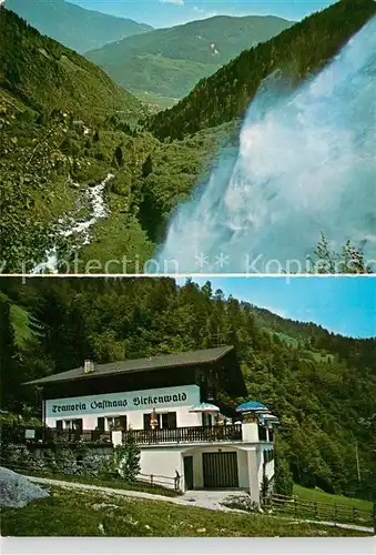 AK / Ansichtskarte Partschins_Merano_Suedtirol Gasthaus Birkenwald Wasserfall Zieltal Landschaftspanorama Partschins_Merano