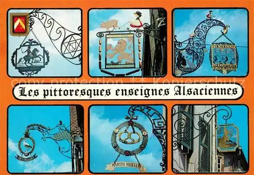 AK / Ansichtskarte Alsace_Elsass Les pittoresques enseignes Alsaciennes Malerische Elsaesser Tuerschilder Alsace Elsass