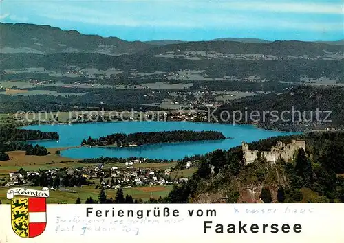 AK / Ansichtskarte Faak_am_See_Finkenstein Faakersee Ruine Alt Finkenstein Fliegeraufnahme Faak_am_See_Finkenstein
