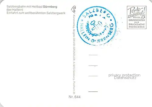 AK / Ansichtskarte Duerrnberg_Hallein Salzbergbahn mit Heilbad Salzbergwerk Kirche Duerrnberg_Hallein
