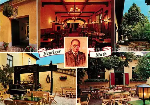 AK / Ansichtskarte Wien Buschenschank Hans Mut Restaurant Terrasse Portrait Wien