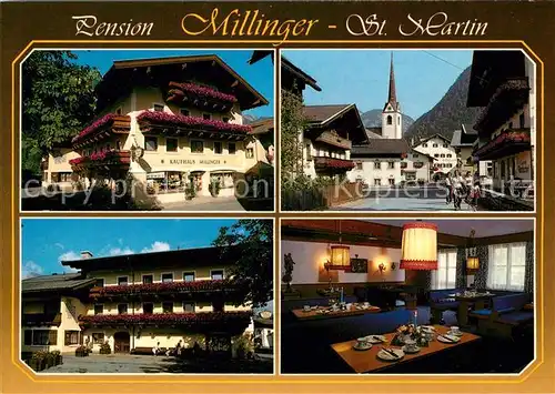AK / Ansichtskarte St_Martin_Lofer Pension Millinger Ortsmotiv mit Kirche St_Martin_Lofer
