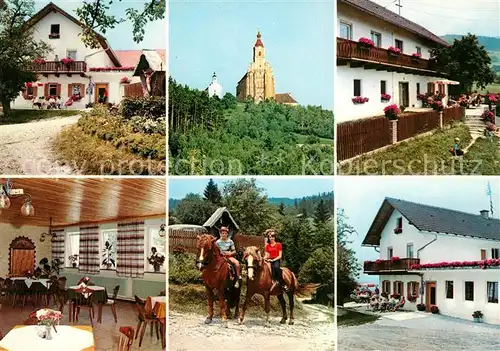 AK / Ansichtskarte Poellau Pension Waldhof Muhr Reiten Kirche Poellau