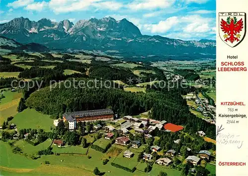 AK / Ansichtskarte Kitzbuehel_Tirol Hotel Schloss Lebenberg Kaisergebirge Fliegeraufnahme Kitzbuehel Tirol
