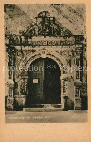 AK / Ansichtskarte Marienberg_Erzgebirge Rathaus Portal Marienberg Erzgebirge