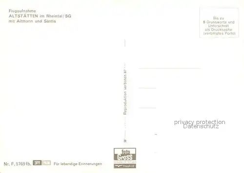 AK / Ansichtskarte Altstaetten_SG mit Altmann und Saentis Appenzeller Alpen Fliegeraufnahme Altstaetten_SG