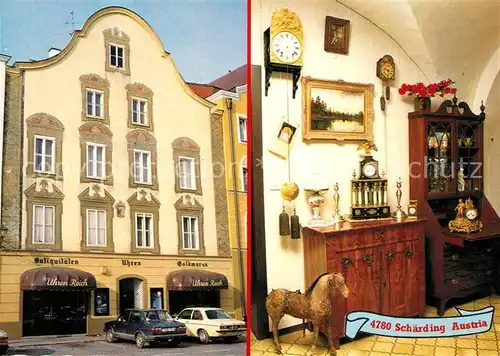 AK / Ansichtskarte Schaerding Antiquitaetenstube Antikschmuck Uhren Reich Barockhaus Schaerding