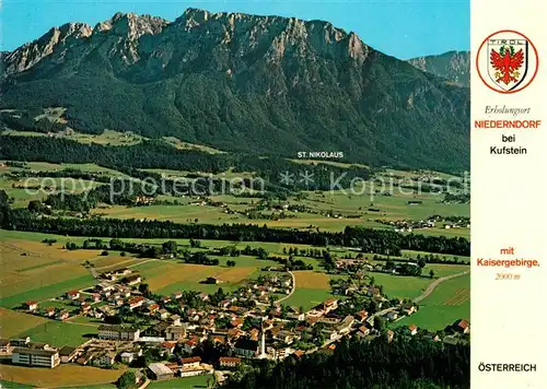 AK / Ansichtskarte Niederndorf_Kufstein mit Kaisergebirge Fliegeraufnahme Niederndorf_Kufstein