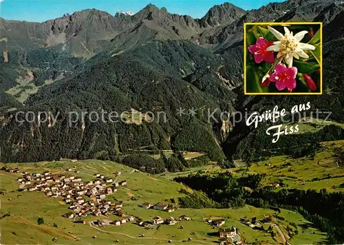 AK / Ansichtskarte Fiss_Tirol mit Glockturmgebirge Fliegeraufnahme Alpenflora Fiss_Tirol