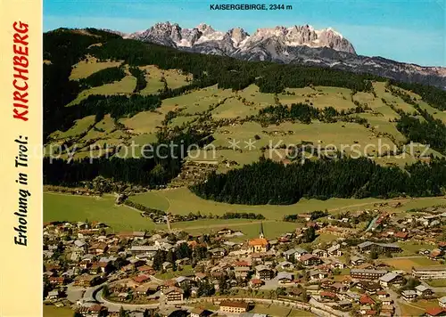 AK / Ansichtskarte Kirchberg_Tirol mit Sonnberg Kaisergebirge Fliegeraufnahme Kirchberg Tirol