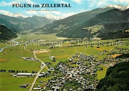 AK / Ansichtskarte Fuegen Luftkurort Wintersportplatz Zillertal Alpenpanorama Fliegeraufnahme Fuegen
