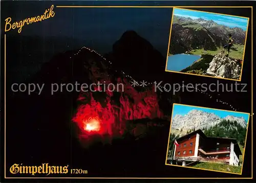 AK / Ansichtskarte Nesselwaengle_Tirol Gimpelhaus Blick gegen Rotflueh und Hochwieser Bergfeuer Herz Jesu Nesselwaengle_Tirol