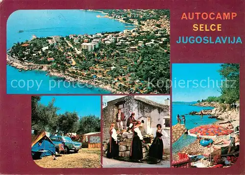 AK / Ansichtskarte Selce_Crikvenica Autocamp Trachten Strand Fliegeraufnahme Selce Crikvenica