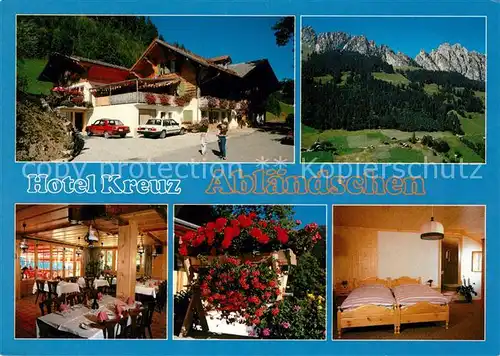 AK / Ansichtskarte Ablaendschen Hotel Zum weissen Kreuz Restaurant Fremdenzimmer Alpen Fliegeraufnahme Ablaendschen