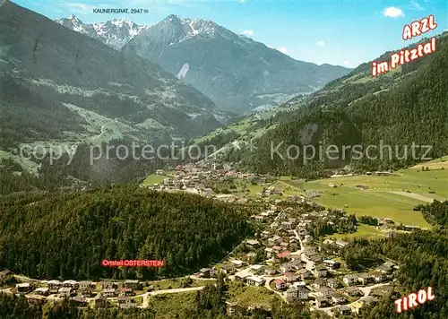 AK / Ansichtskarte Arzl_Pitztal Gasthof Pension Arzlerhof Kaunergrat Alpenpanorama Fliegeraufnahme Arzl Pitztal
