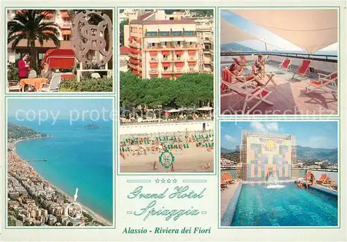 AK / Ansichtskarte Alassio Grand Hotel Spiaggia Swimming Pool Riviera dei Fiori veduta aerea Alassio