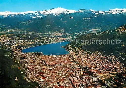 AK / Ansichtskarte Como_Lago_di_Como Panorama dall aereo con vista del primo bacino Alpi Como_Lago_di_Como