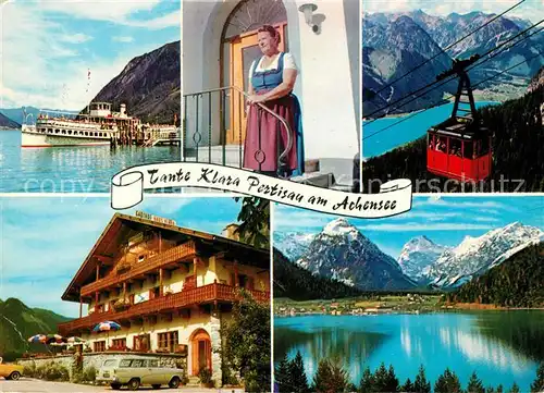 AK / Ansichtskarte Pertisau_Achensee Gaestehaus Pension Tante Klara Dampfer Alpenpanorama Bergbahn Pertisau Achensee