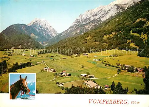 AK / Ansichtskarte Vomperberg Panorama Erholungsgebiet mit Bettelwurf Karwendelgebirge Fliegeraufnahme Pferd Vomperberg