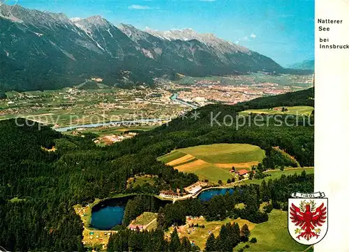 AK / Ansichtskarte Natters_Tirol Natterer See Restaurant Strandbad Camping Nordkette Fliegeraufnahme Natters Tirol