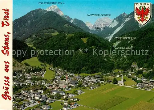 AK / Ansichtskarte Stans_Tirol Blick gegen Fechter Spitze Stallental Karwendelgebirge Fliegeraufnahme Stans Tirol