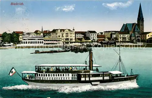 AK / Ansichtskarte Biebrich_Wiesbaden Faehrschiff Kirche  Biebrich_Wiesbaden